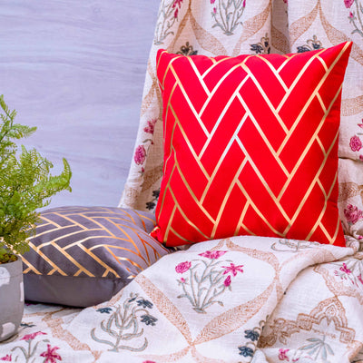 Decorative red and gold cushion cover by Home 360