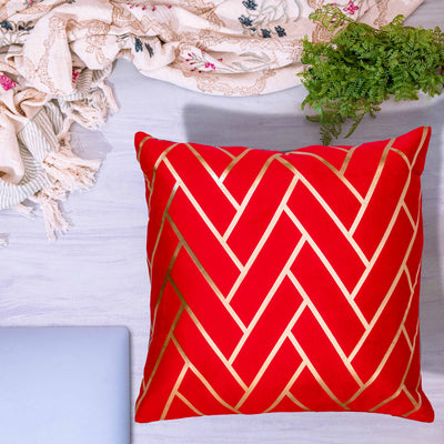 Red and gold cushion cover by Home 360