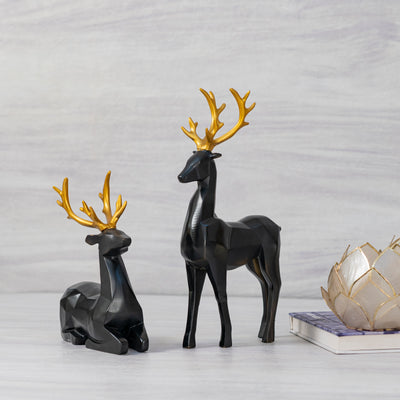 Black and gold decorative deer statues by Home 360