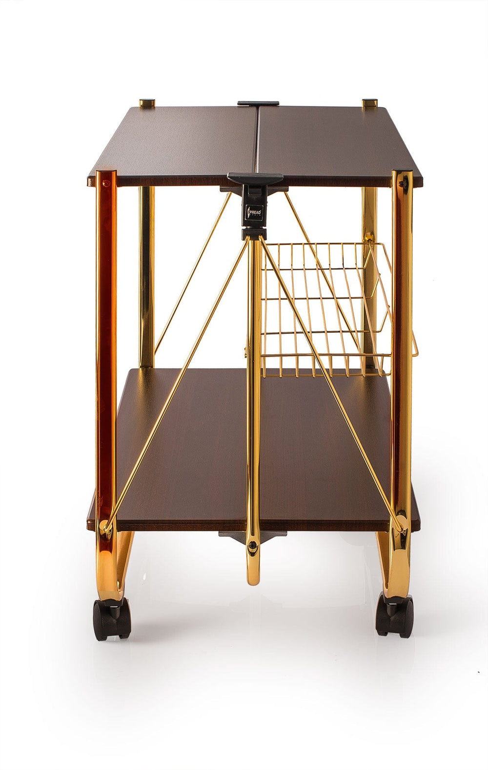 WOODEN FOLDABLE SERVICE TROLLEY WITH METAL FRAME