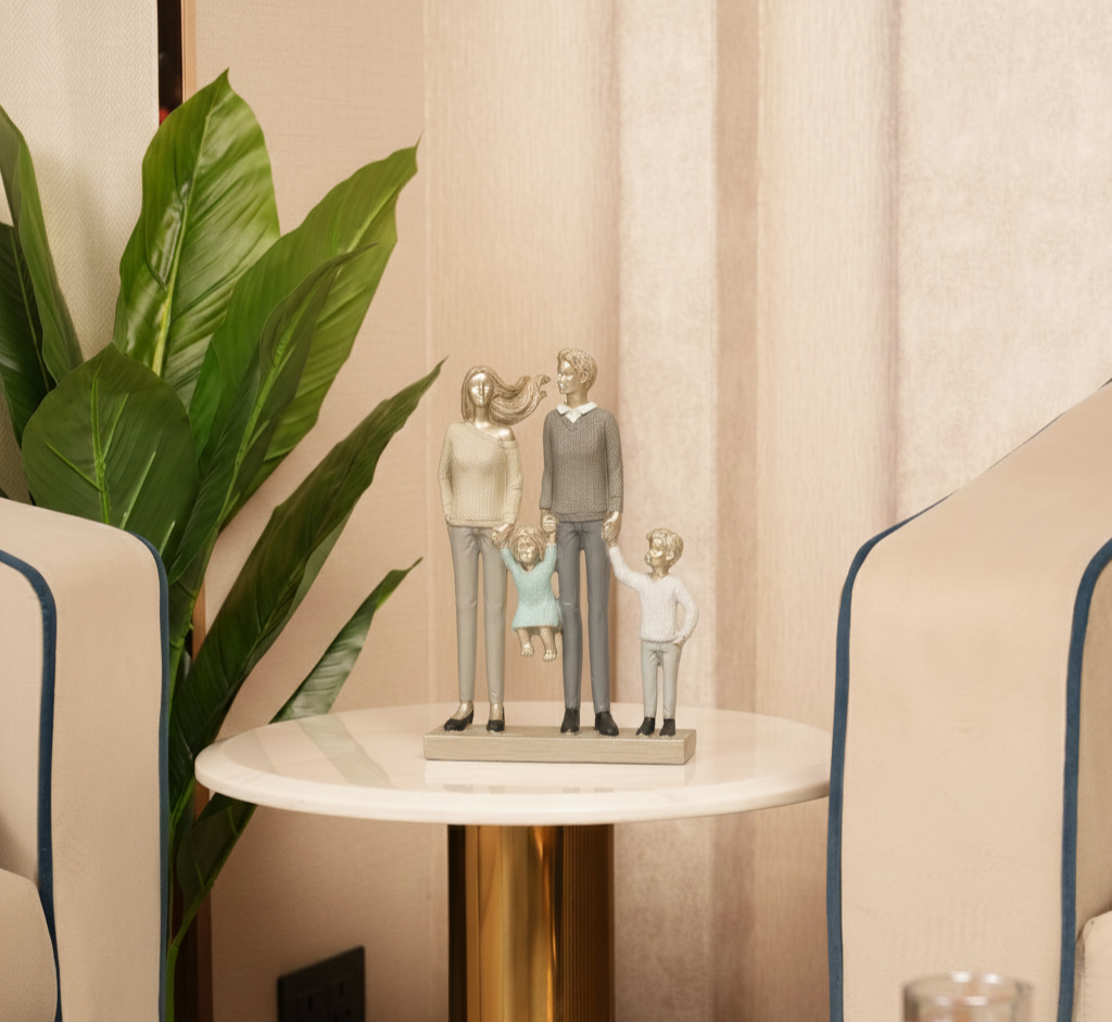 Modern Family of Four Figurine - Parents & Two Children