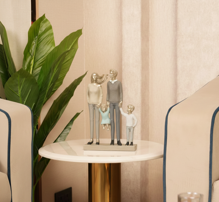 Modern Family of Four Figurine - Parents & Two Children