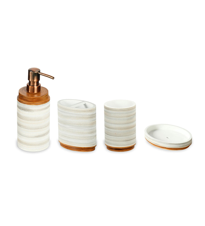 Alvina Polyresin Bath Set Wood