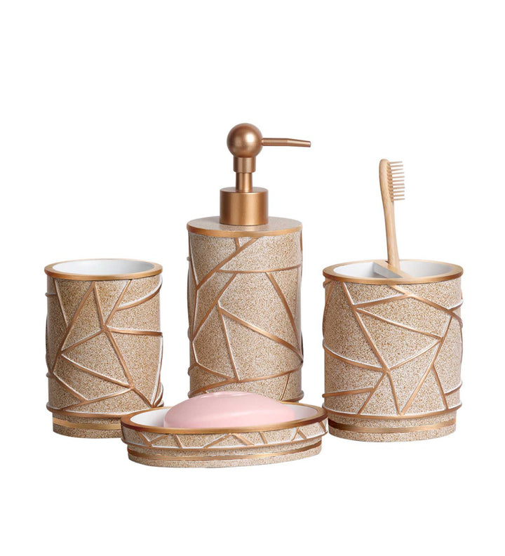 Alvina Polyresin Bath Set Golden