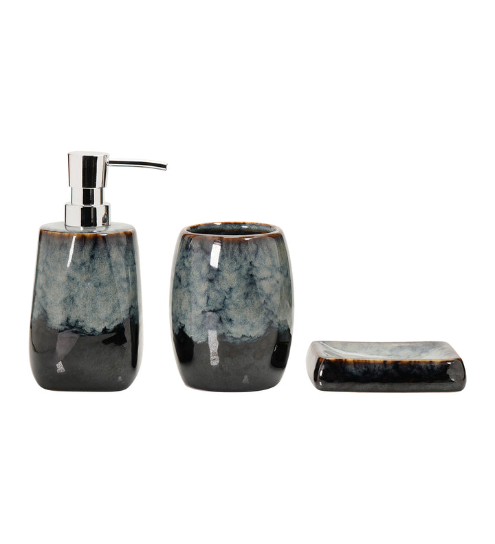 Earth 3Pcs Bathroom Set Ceramic Bath Blue