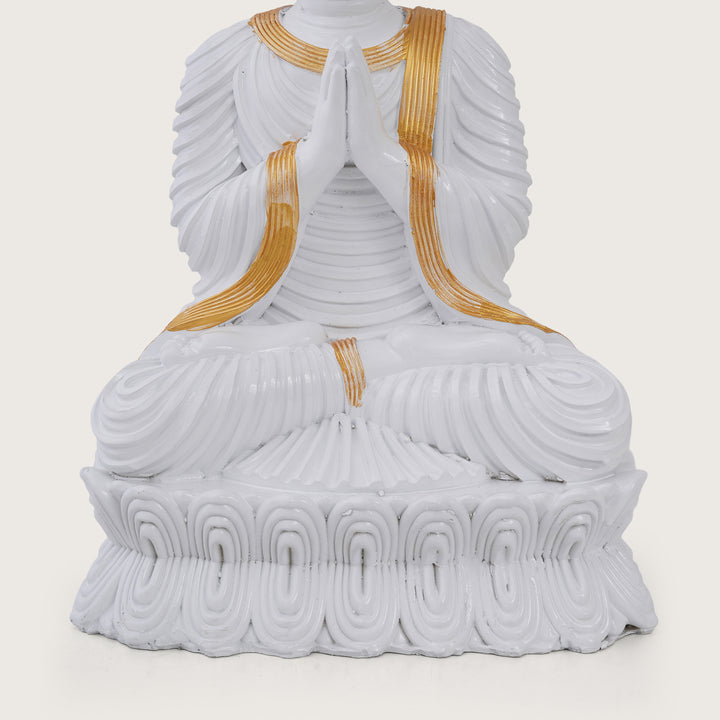 Serene White & Gold Buddha Statue