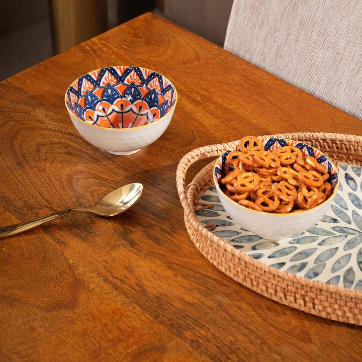 Orange & Blue Mandala Ceramic Bowl
