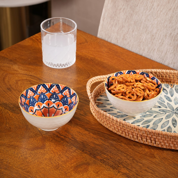 Orange & Blue Mandala Ceramic Bowl