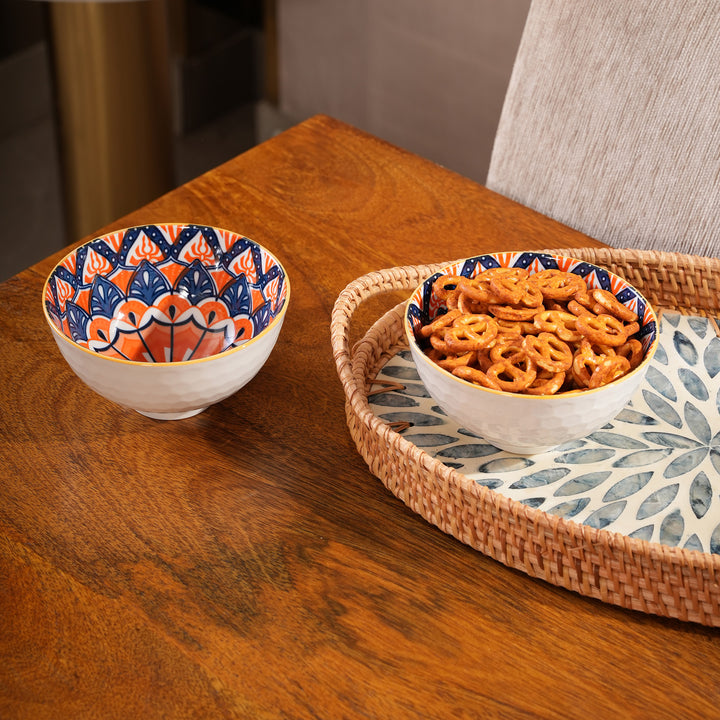Orange & Blue Mandala Ceramic Bowl