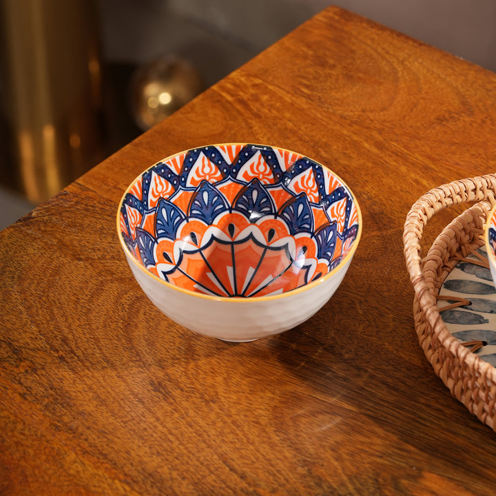 Orange & Blue Mandala Ceramic Bowl