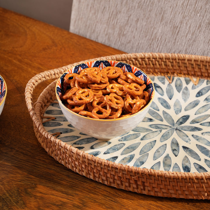 Orange & Blue Mandala Ceramic Bowl