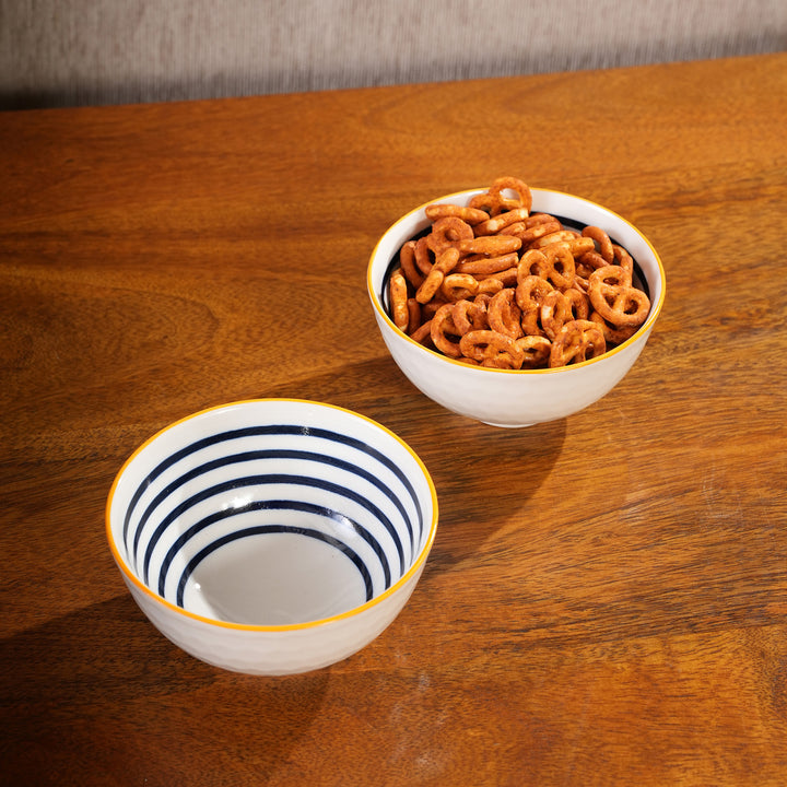 Blue Striped Ceramic Bowl