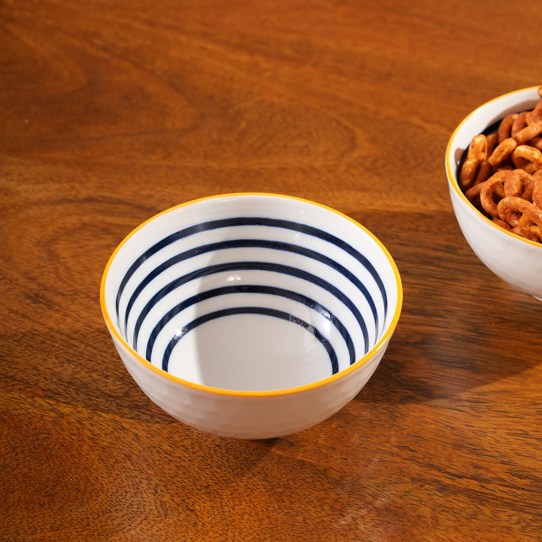 Blue Striped Ceramic Bowl