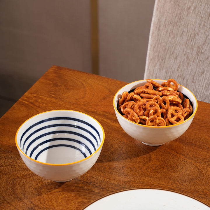 Blue Striped Ceramic Bowl