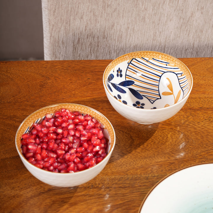 Terracotta Botanical Ceramic Bowls