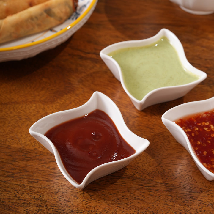 Wavy Ceramic Dip Bowls | 3-Piece Set