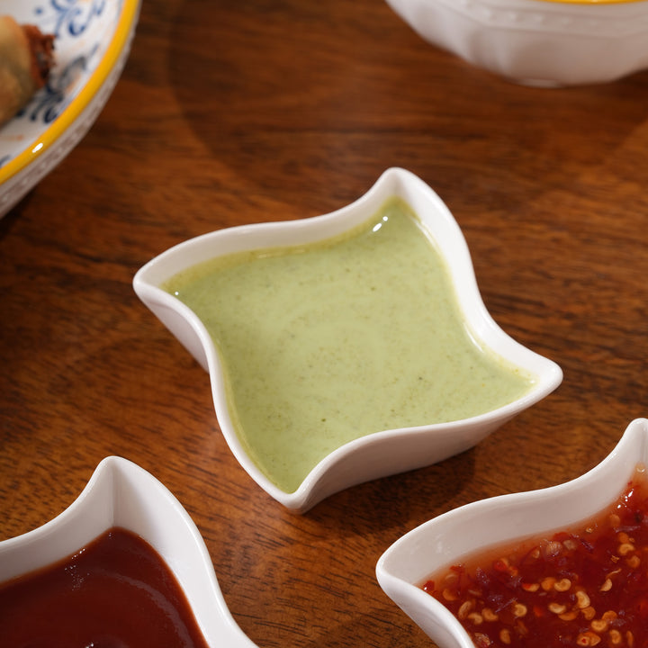 Wavy Ceramic Dip Bowls | 3-Piece Set