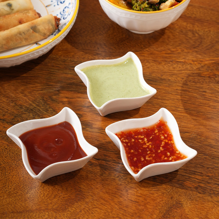 Wavy Ceramic Dip Bowls | 3-Piece Set
