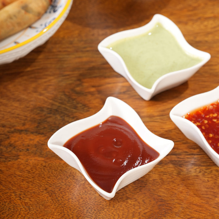 Wavy Ceramic Dip Bowls | 3-Piece Set