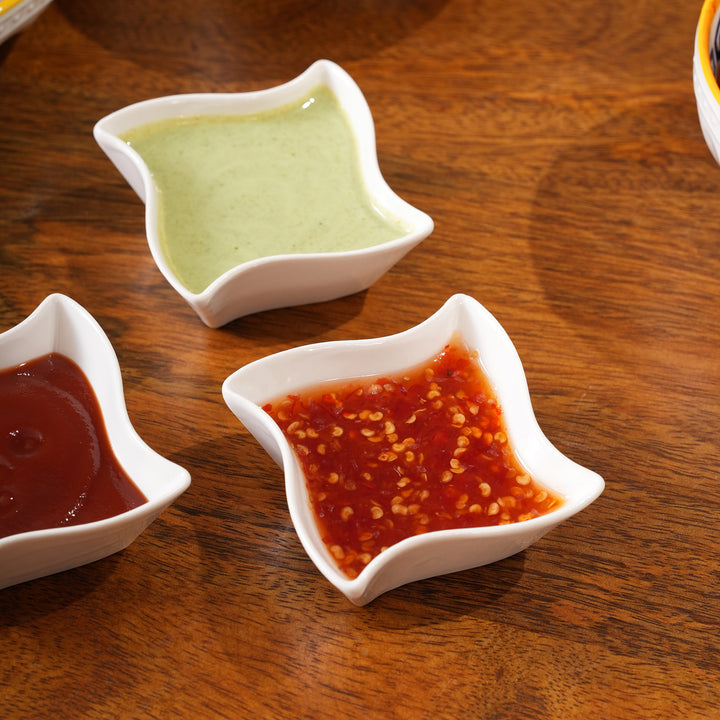Wavy Ceramic Dip Bowls | 3-Piece Set