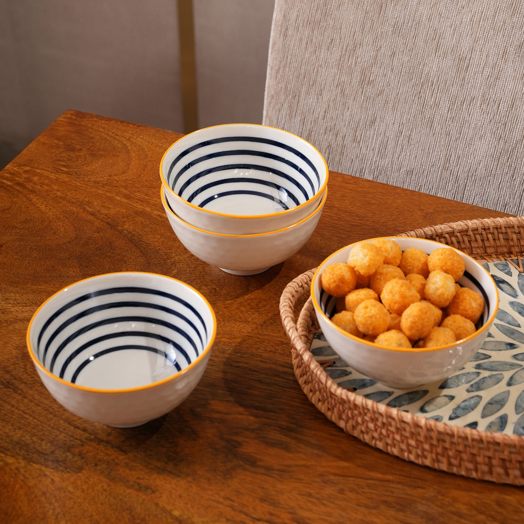 Blue Striped Ceramic Bowl