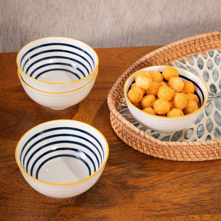 Blue Striped Ceramic Bowl