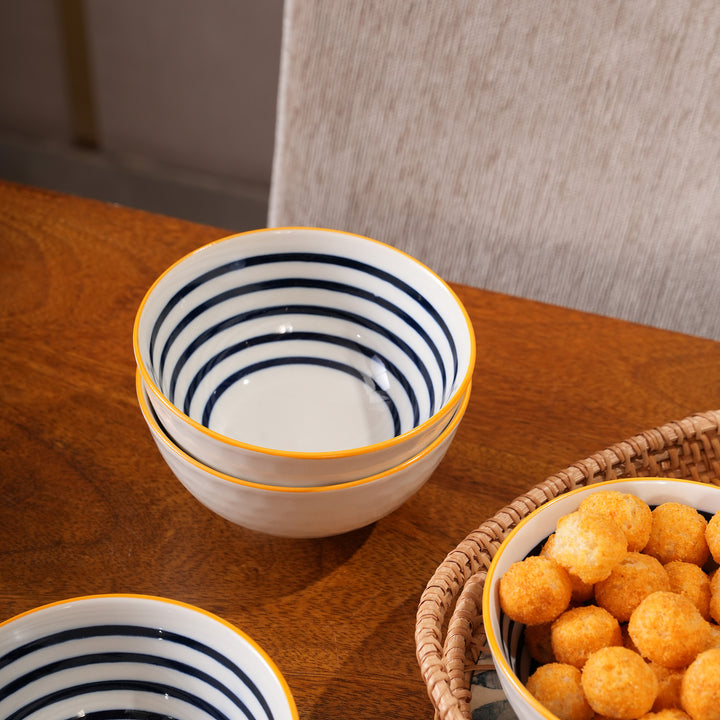Blue Striped Ceramic Bowl