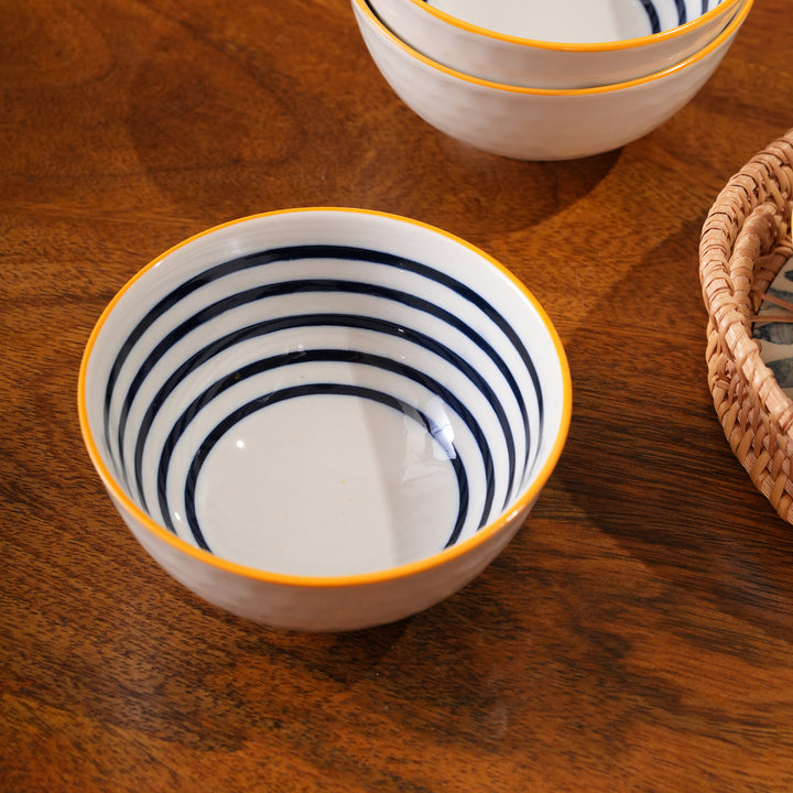 Blue Striped Ceramic Bowl