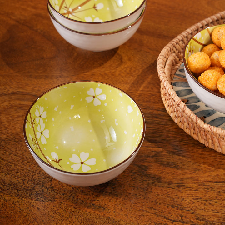 Green Cherry Blossom Ceramic Bowl