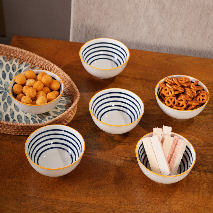 Blue Striped Ceramic Bowl