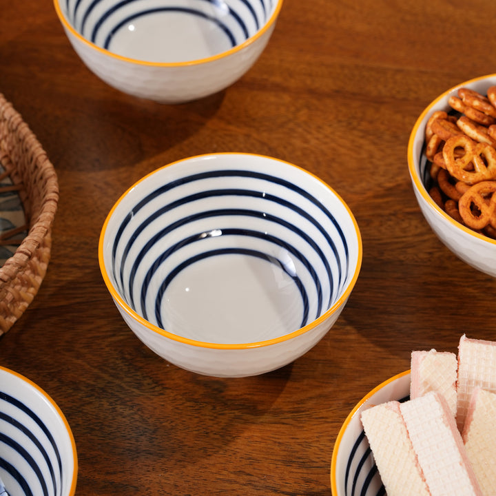Blue Striped Ceramic Bowl