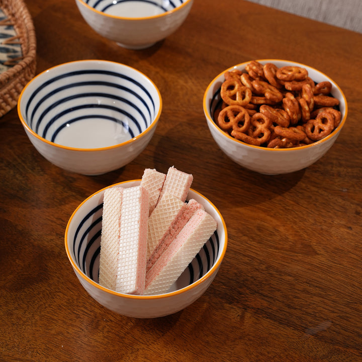 Blue Striped Ceramic Bowl