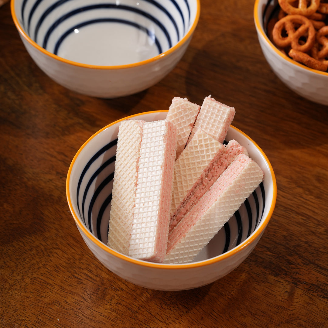 Blue Striped Ceramic Bowl