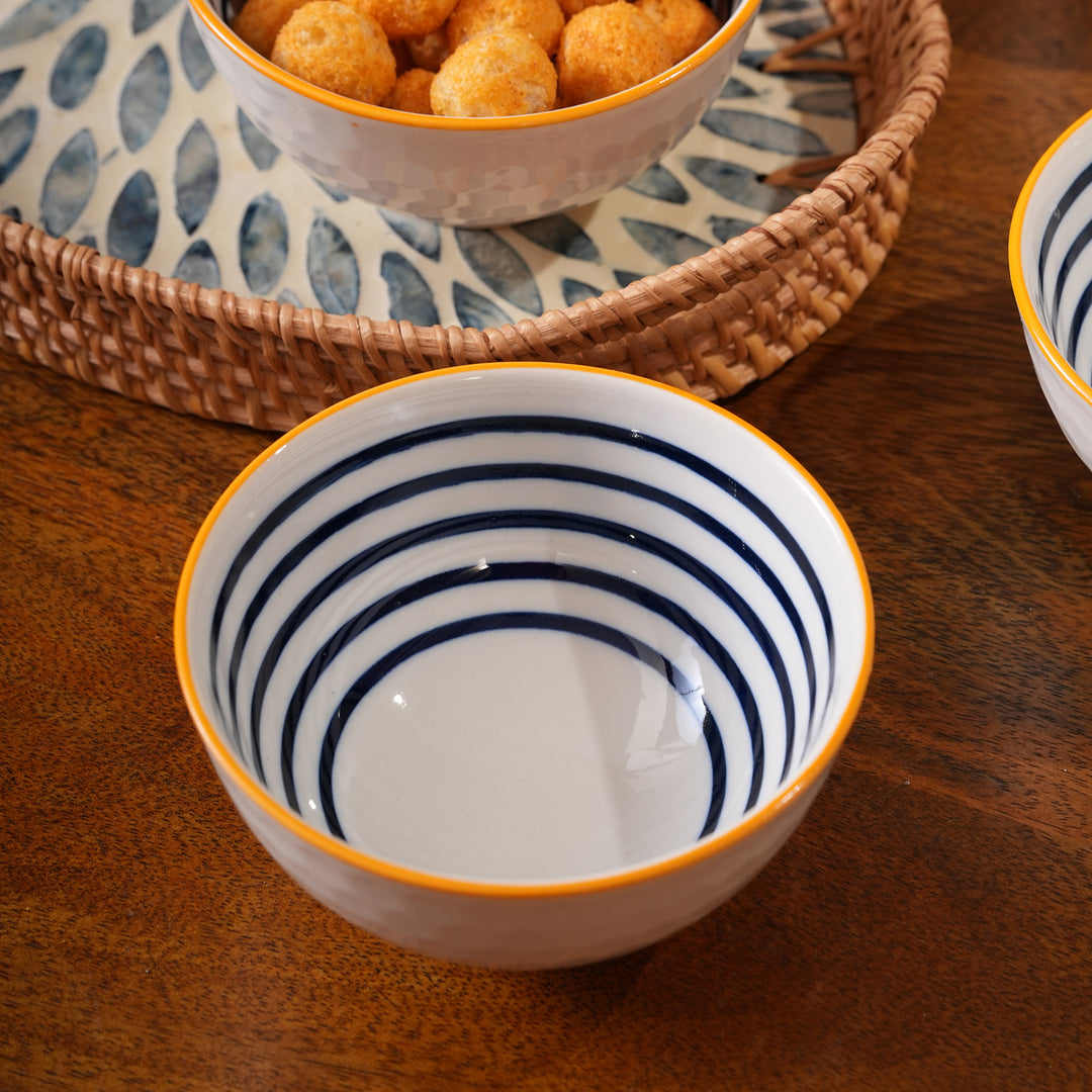 Blue Striped Ceramic Bowl