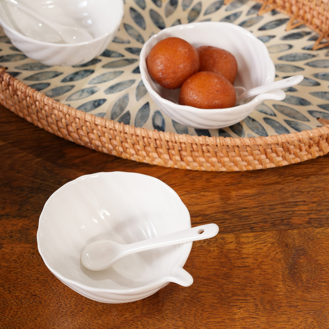 Leaf Dessert Bowls with Spoons