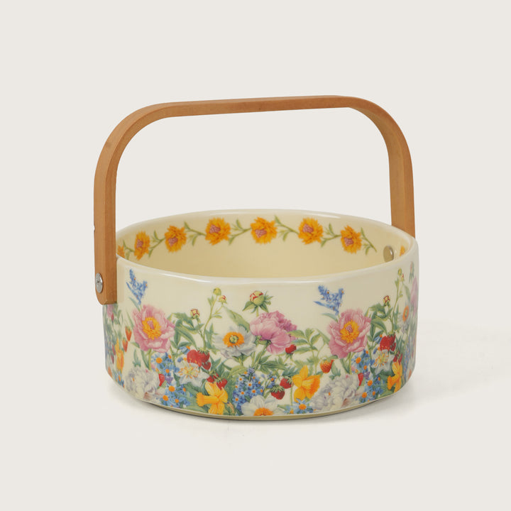 Vintage Floral Ceramic Fruit Basket