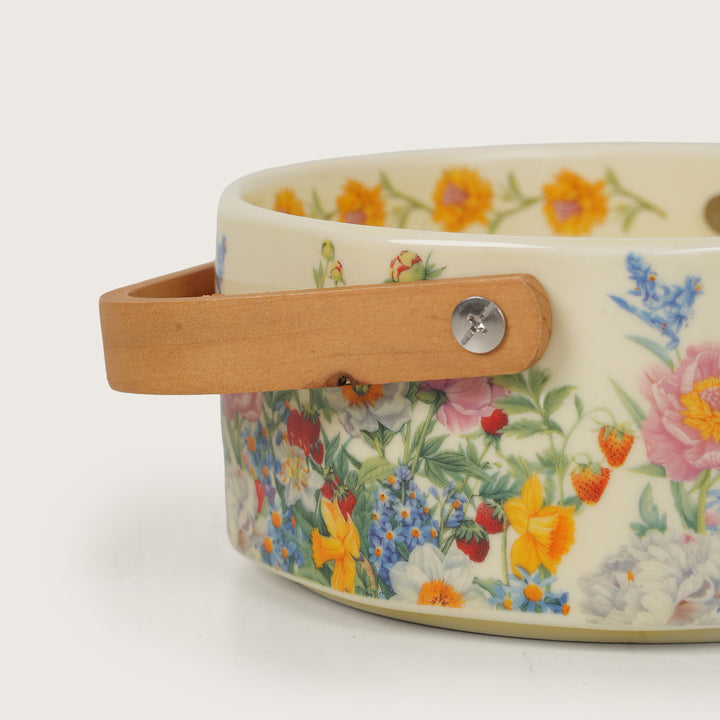 Vintage Floral Ceramic Fruit Basket