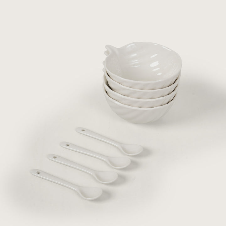 Leaf Dessert Bowls with Spoons