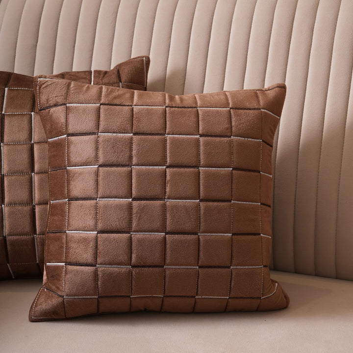 Quilted Grid Velvet Cushion Covers
