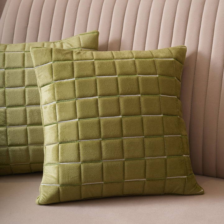 Quilted Grid Velvet Cushion Covers