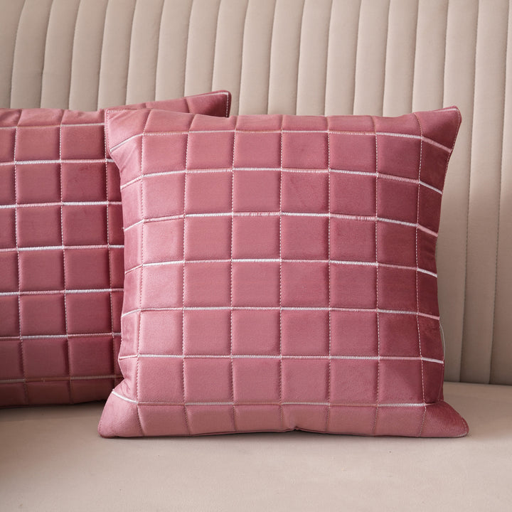 Quilted Grid Velvet Cushion Covers