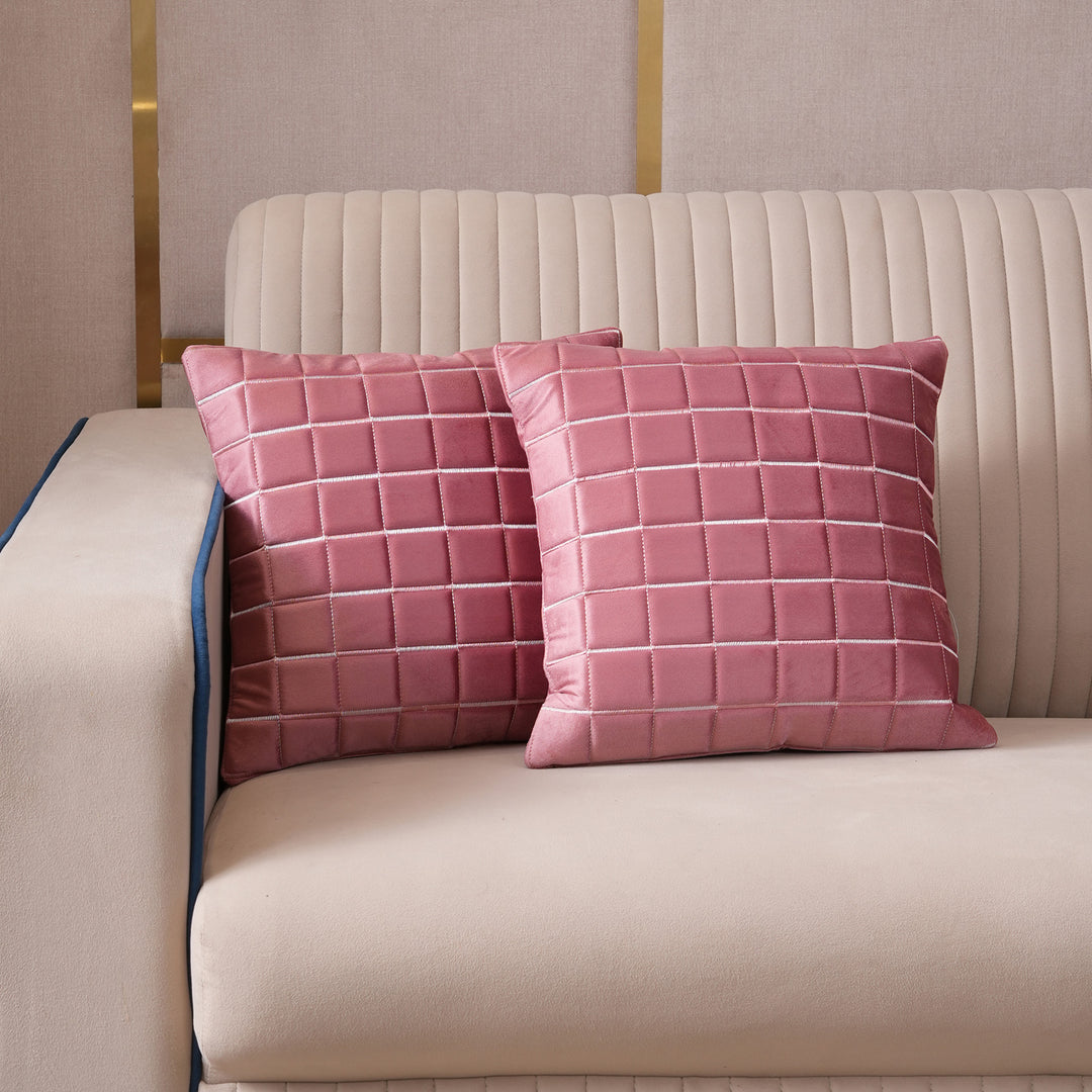 Quilted Grid Velvet Cushion Covers