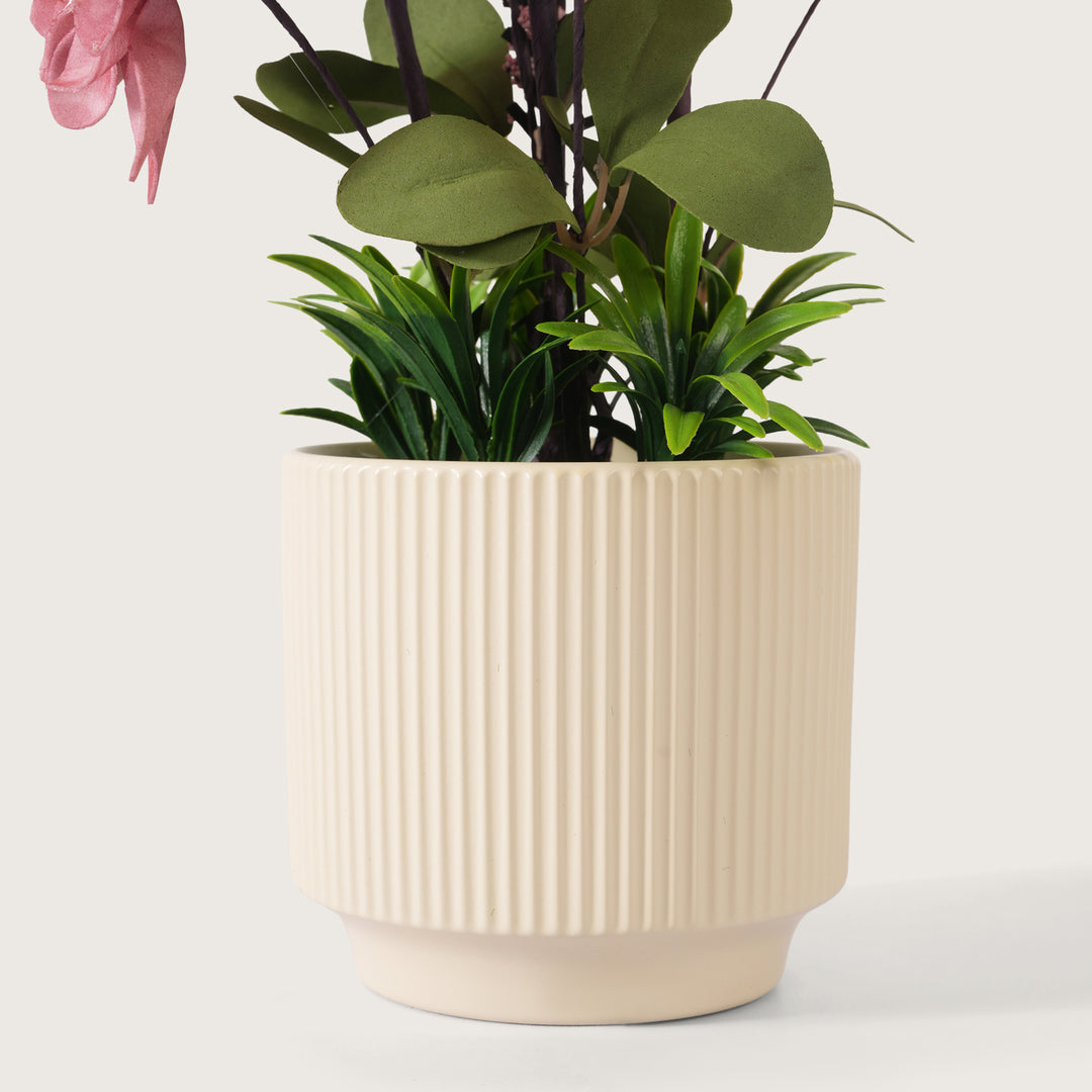 Artificial Pink Dahlias Flowers With Ceramic Pot