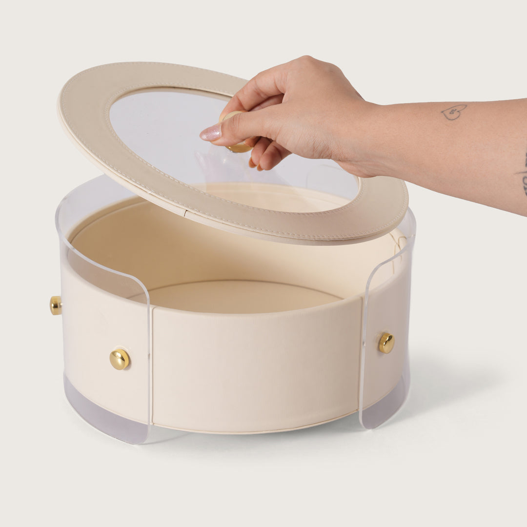 Luxury Round Organiser Storage Box With Lid