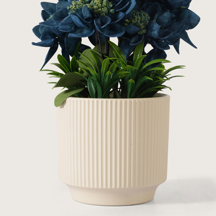 Artificial Blue Dahlias Flowers With Ceramic Pot