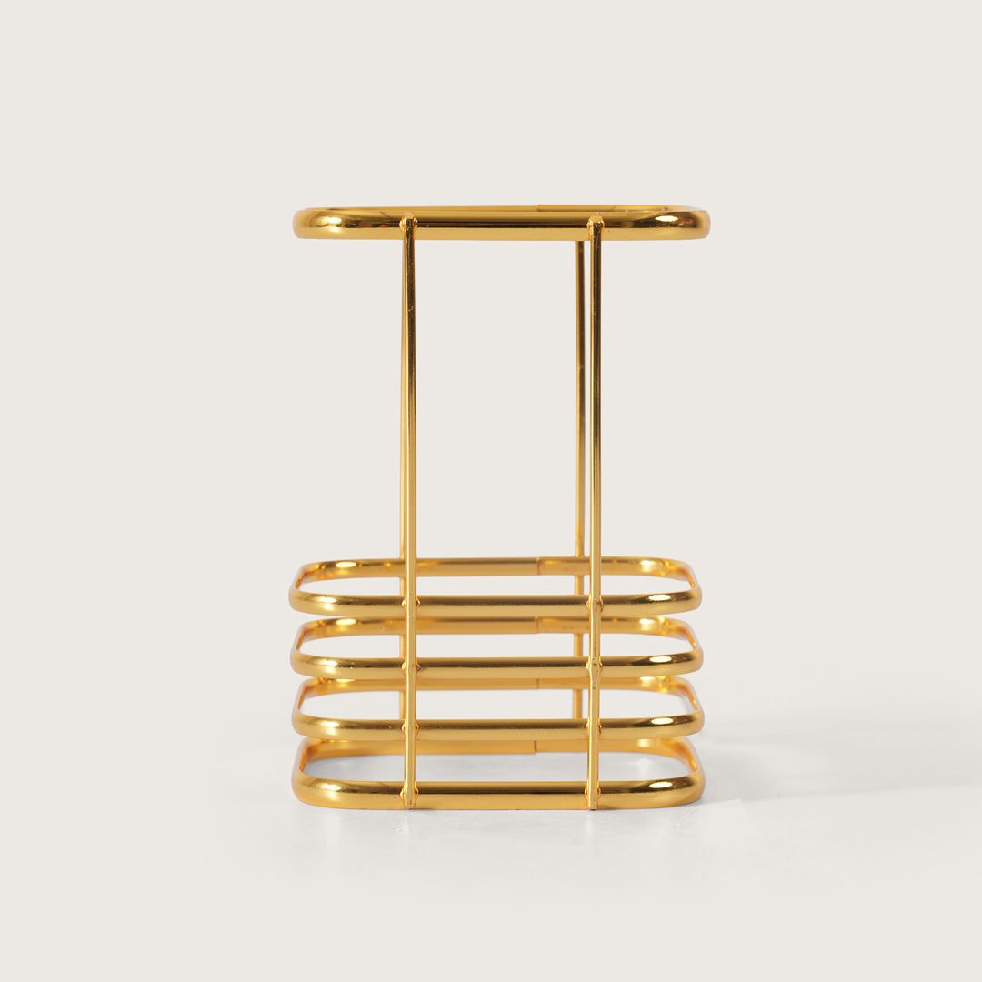 Elegant  Transparent Cutlery Stand With Gold Finish