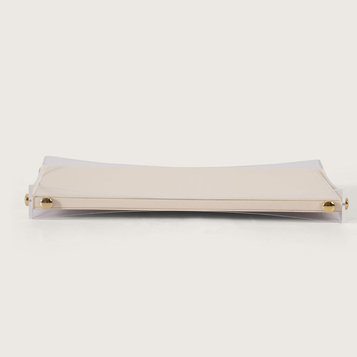 Premium White & Gold Serving Leather Tray - Large