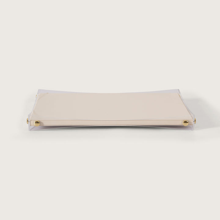Premium White & Gold Serving Leather Tray - Medium