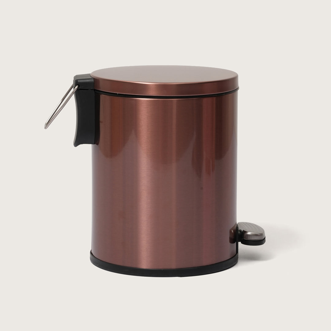 European Rose Gold Stainless Steel Pedal Dustbin - Round Step Trash Can