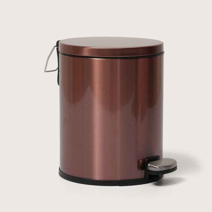 European Rose Gold Stainless Steel Pedal Dustbin - Round Step Trash Can
